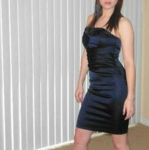 Navy Strapless Cocktail Dress